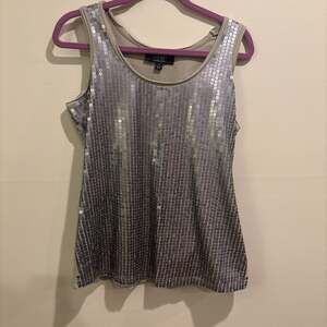 DASH by Kardashian Silver Sequin tank Top